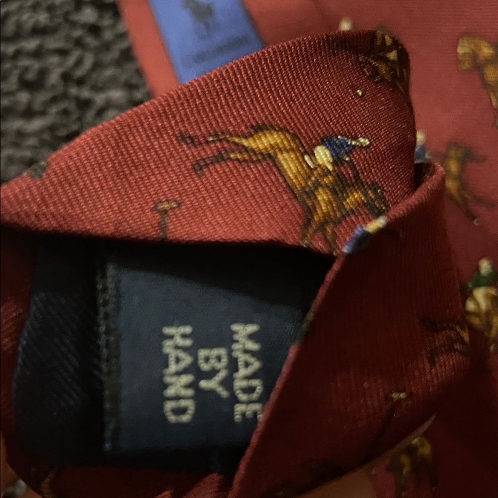 Ralph Lauren Burgundy Polo Match Print Tie RARE - Picture 4 of 5